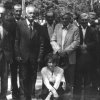 Kombatanci plutonu AK  z Łowiska podczas uroczystości poświęcenia pomnika